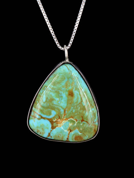 Estate Southwest Sterling Silver Turquoise Pendant P278 - PuebloDirect.com