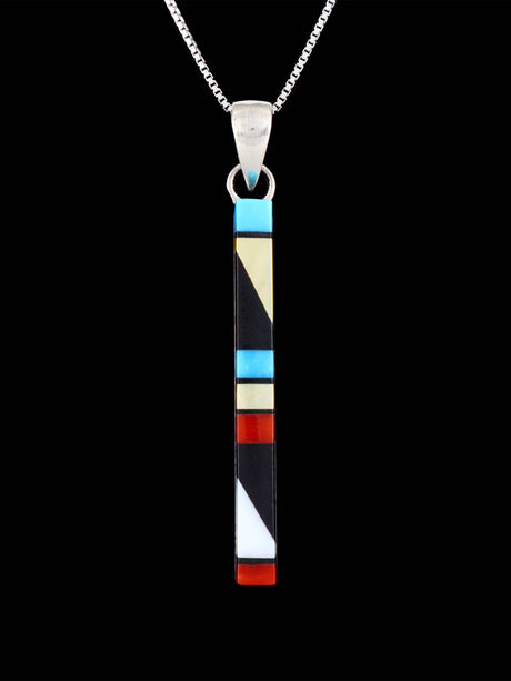 Native American Sterling Silver Zuni Inlay Pendant - PuebloDirect.com