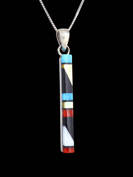 Native American Sterling Silver Zuni Inlay Pendant - PuebloDirect.com