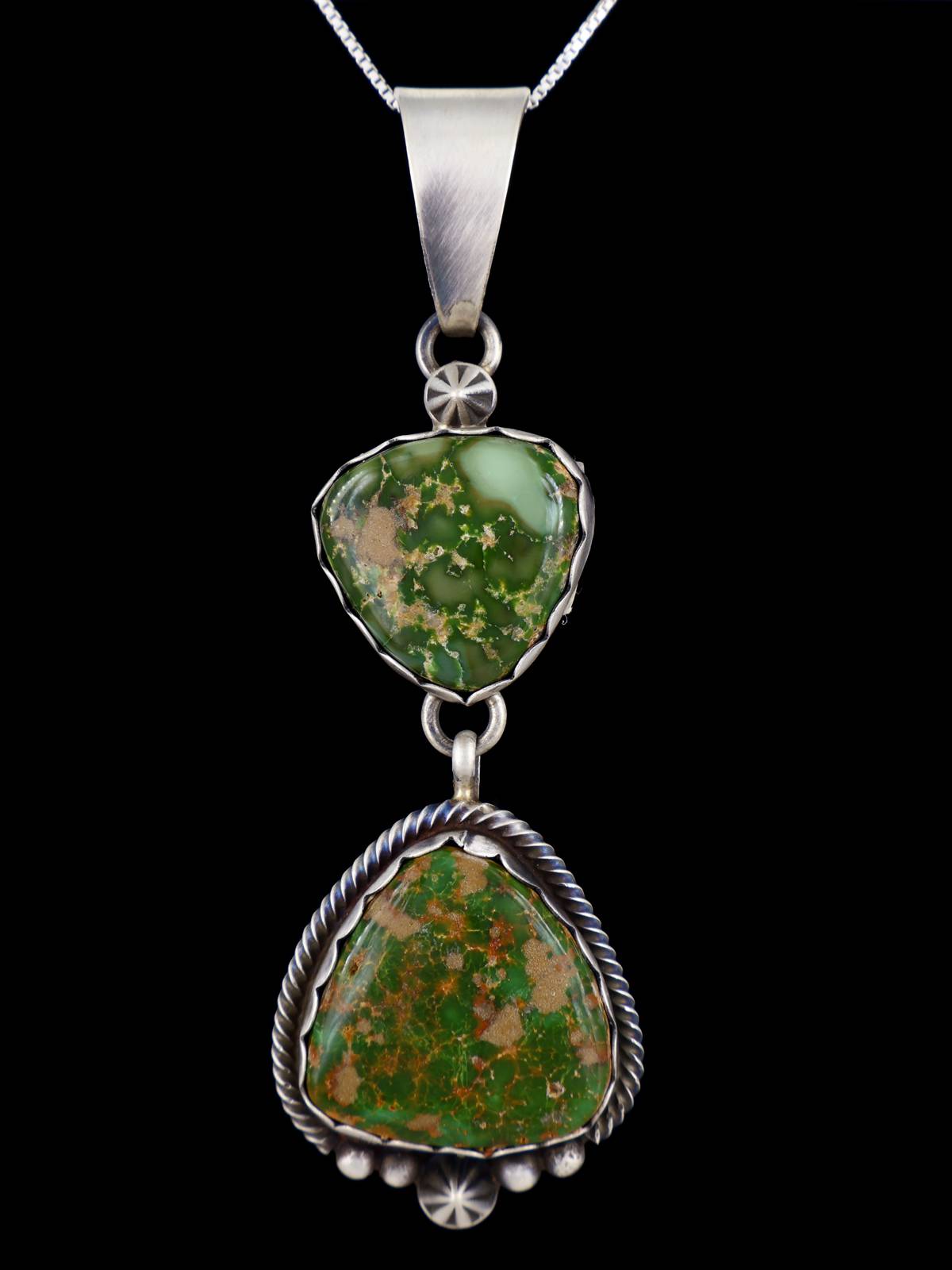 Navajo Sonoran Gold Turquoise Sterling Silver Pendant - PuebloDirect.com