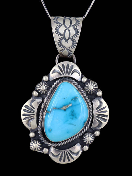 Navajo Sonoran Rose Turquoise Sterling Silver Pendant - PuebloDirect.com