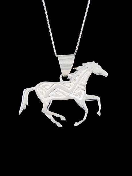 Native American Reversible Night Sky Inlay Horse Pendant - PuebloDirect.com