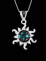 Native American Night Sky Inlay Sun Pendant - PuebloDirect.com