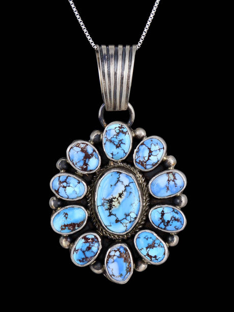 Native American Jewelry Golden Hill Turquoise Cluster Pendant - PuebloDirect.com