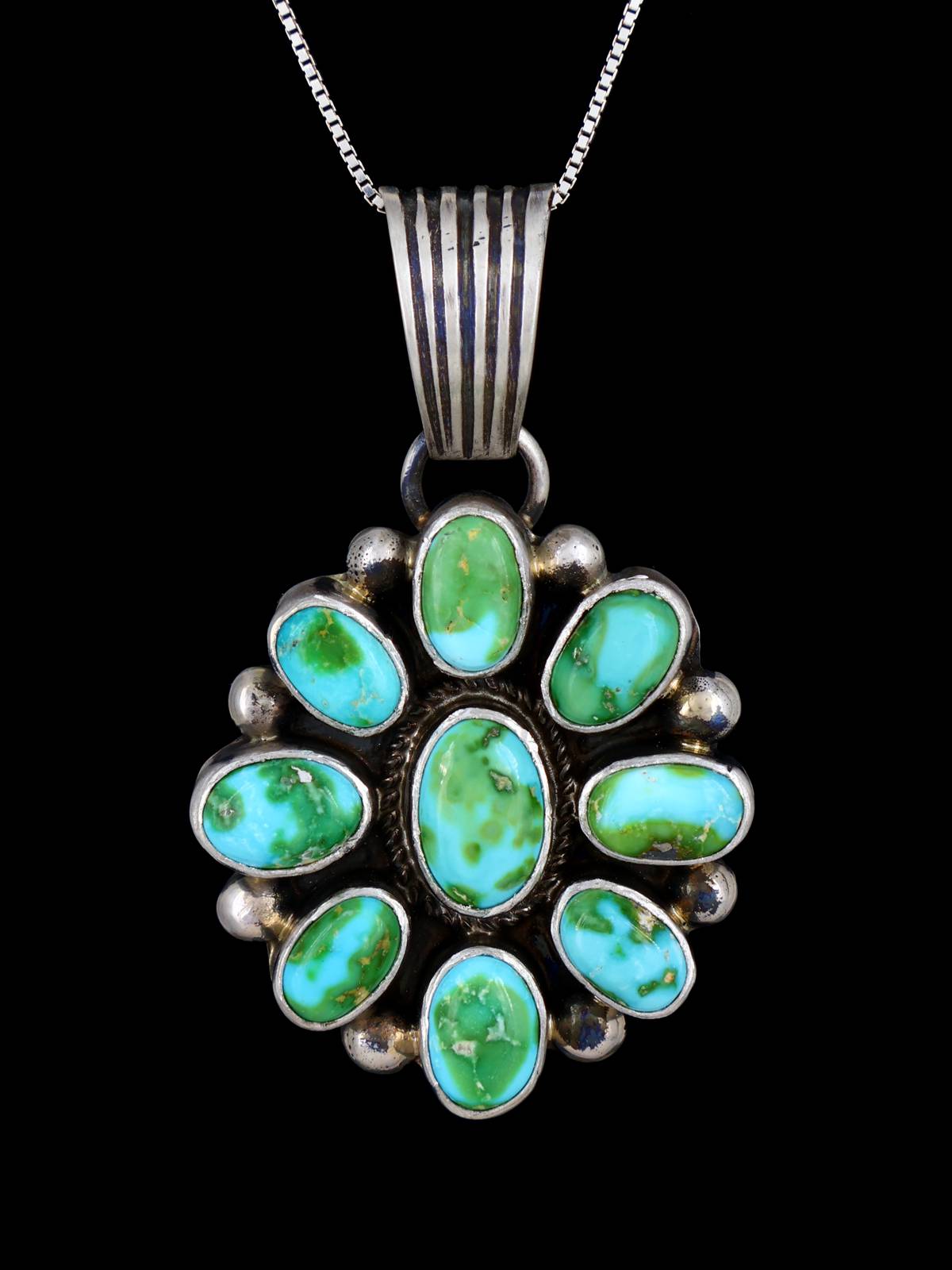 Native American Jewelry Sonoran Gold Turquoise Cluster Pendant - PuebloDirect.com