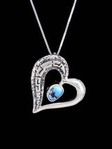 Navajo Sterling Silver Golden Hill Turquoise Heart Pendant - PuebloDirect.com