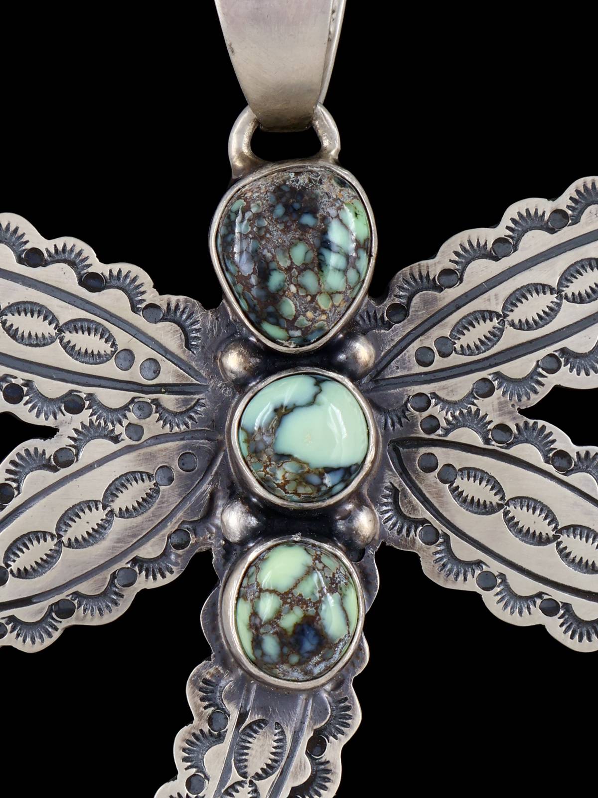 Native American Jewelry Natural Poseidon Variscite Dragonfly Pendant - PuebloDirect.com