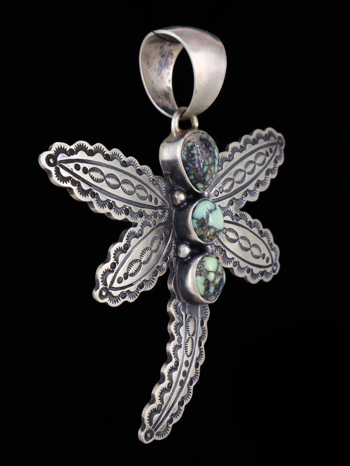 Native American Jewelry Natural Poseidon Variscite Dragonfly Pendant - PuebloDirect.com