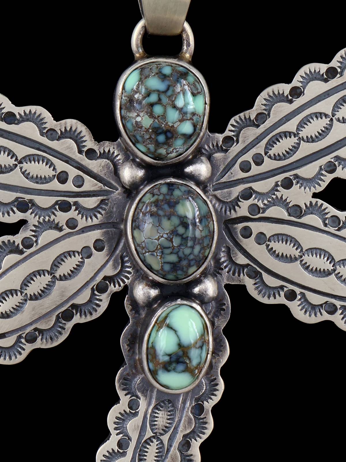 Native American Jewelry Natural Poseidon Variscite Dragonfly Pendant - PuebloDirect.com