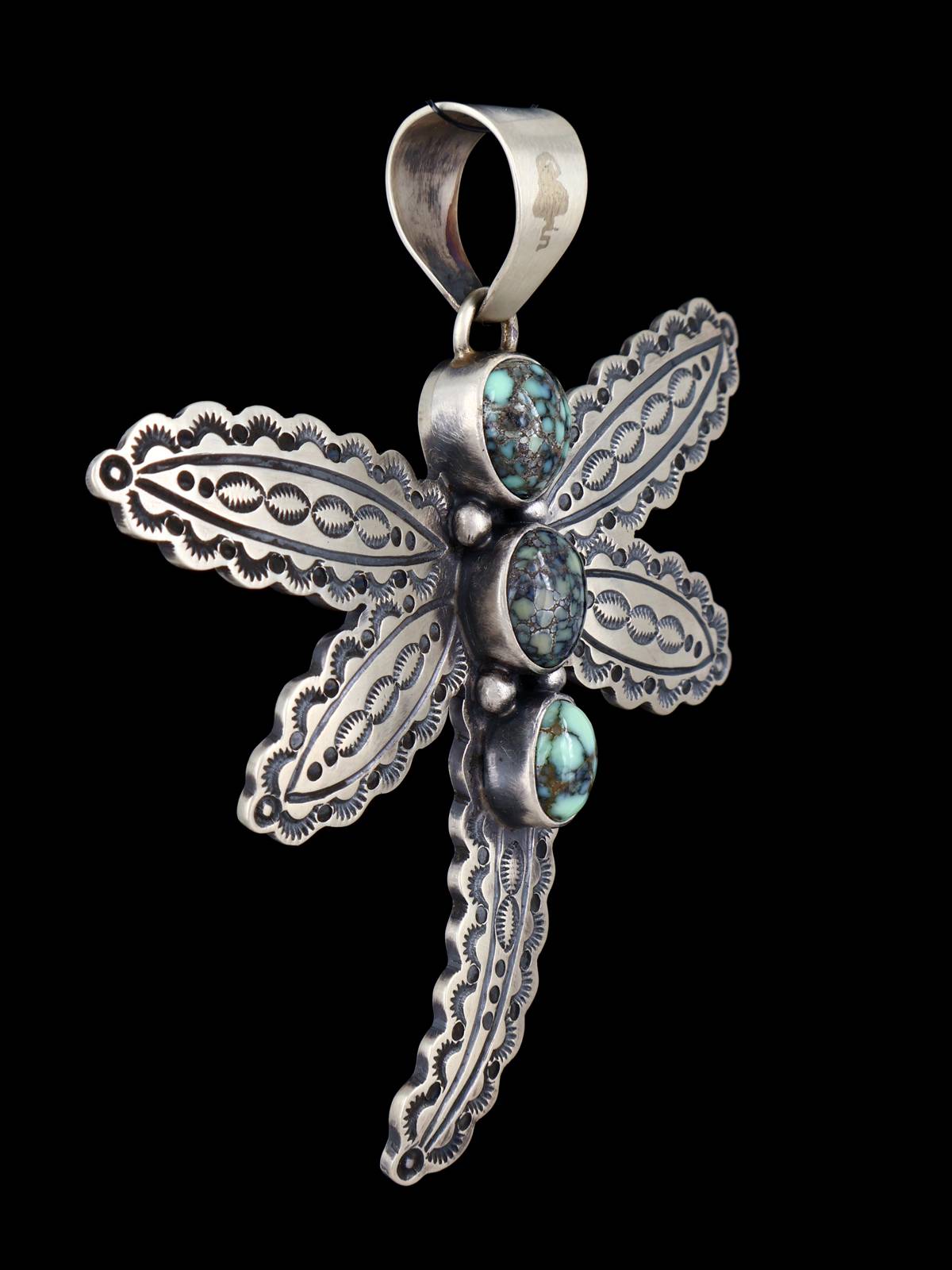 Native American Jewelry Natural Poseidon Variscite Dragonfly Pendant - PuebloDirect.com