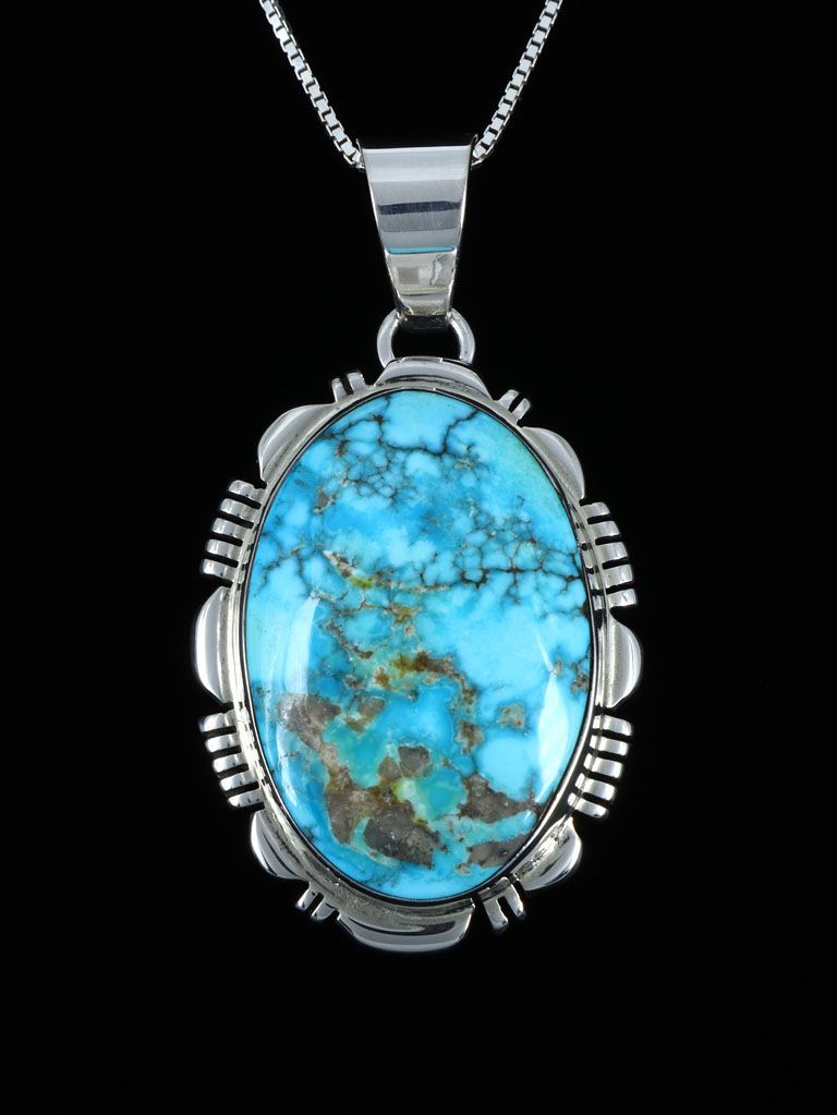 Native American Jewelry Kingman Turquoise Pendant - PuebloDirect.com