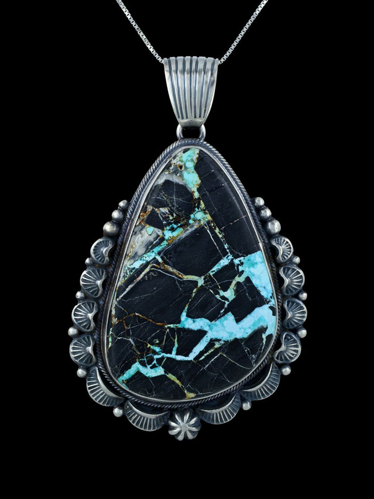 Native American Blue Moon Turquoise Sterling Silver Pendant - PuebloDirect.com