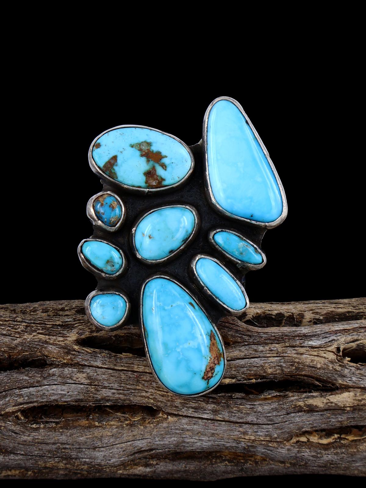 Anillo Kingman Redweb de plata de ley con turquesa, tamaño 10,5