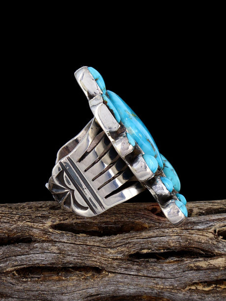 Anillo Kingman Redweb de plata de ley con turquesa, tamaño 10,5