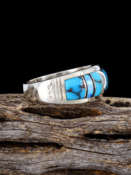 Anillo con incrustaciones de adoquines turquesa, tamaño 12 1/2