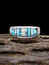 Anillo con incrustaciones de adoquines turquesa, tamaño 12 1/2
