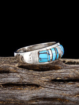 Anillo con incrustaciones de adoquines turquesa, tamaño 12 1/2