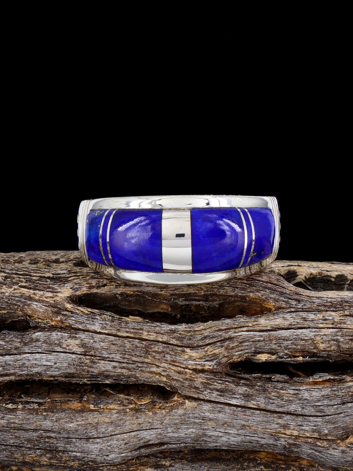 Navajo Lapis Inlay Ring, Size 9 1/2 - PuebloDirect.com