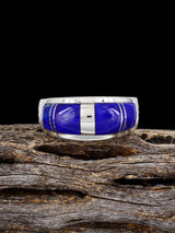 Navajo Lapis Inlay Ring, Size 9 1/2 - PuebloDirect.com