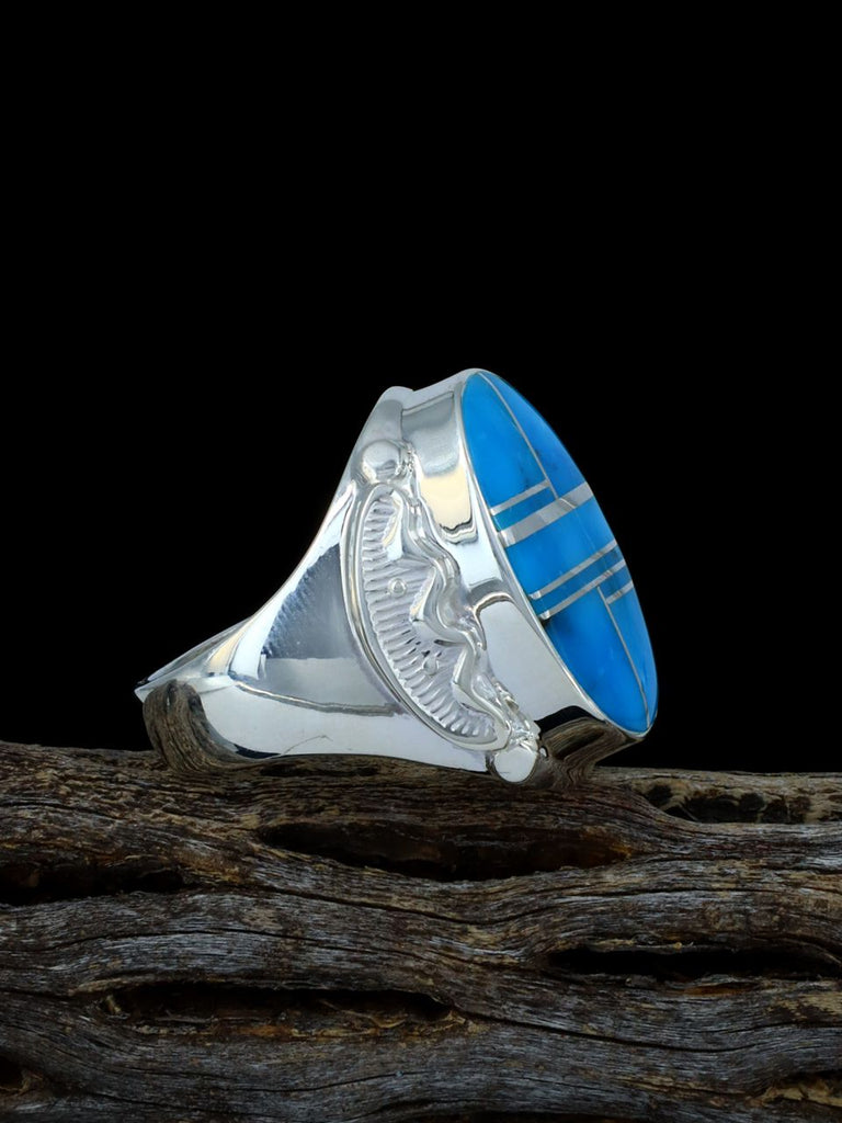 Kingman Turquoise Inlay Ring, Size 11 1/2 - PuebloDirect.com