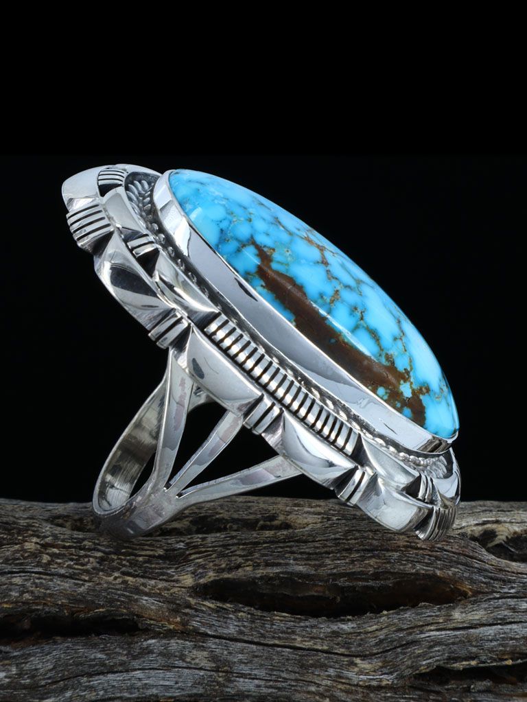 Native American Kingman Turquoise Ring, Size 8 1/2 - PuebloDirect.com