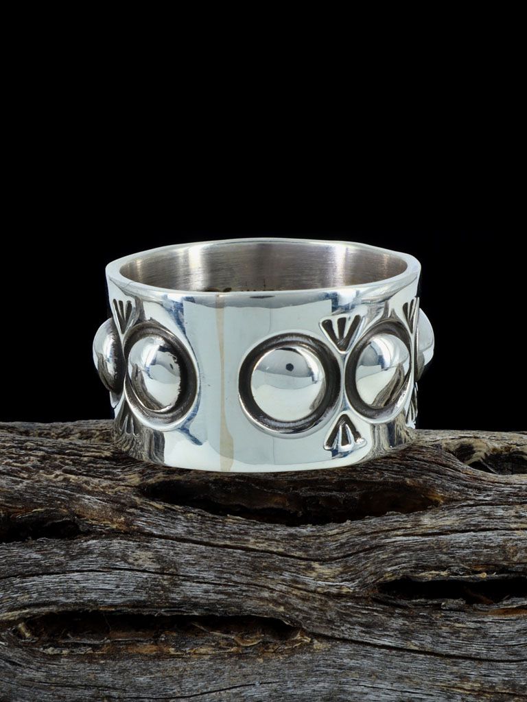 Navajo Sterling Silver Stamped Ring, Size 11 1/2 - PuebloDirect.com