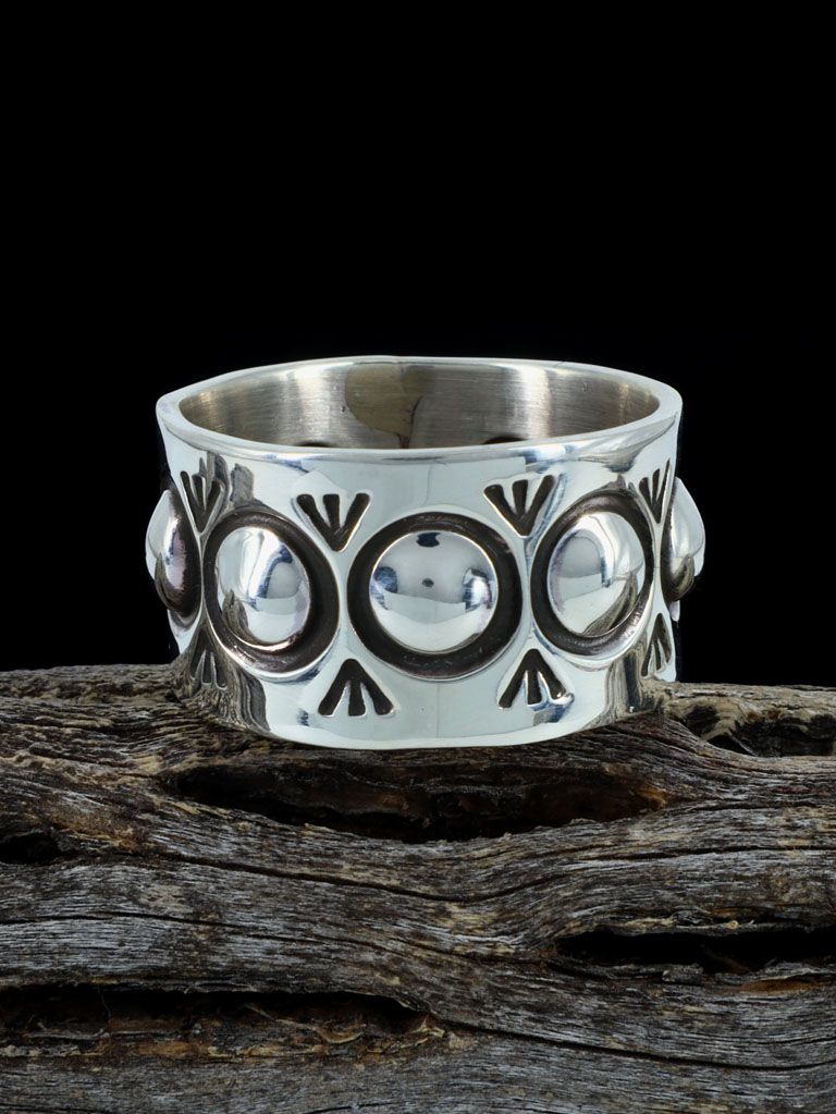 Navajo Sterling Silver Stamped Ring, Size 11 1/2 - PuebloDirect.com