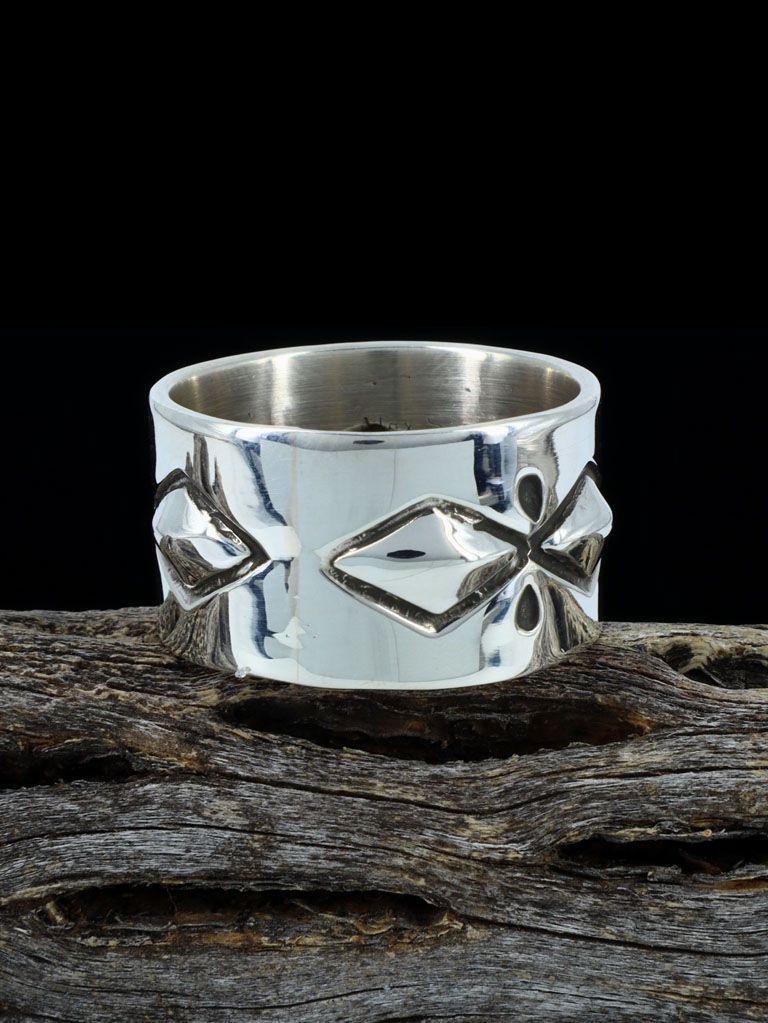 Navajo Sterling Silver Stamped Ring, Size 12 - PuebloDirect.com