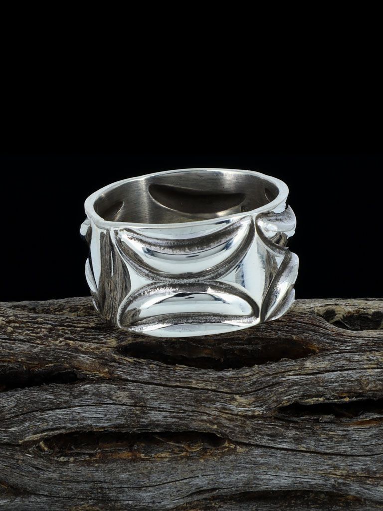 Navajo Sterling Silver Stamped Ring, Size 11 - PuebloDirect.com