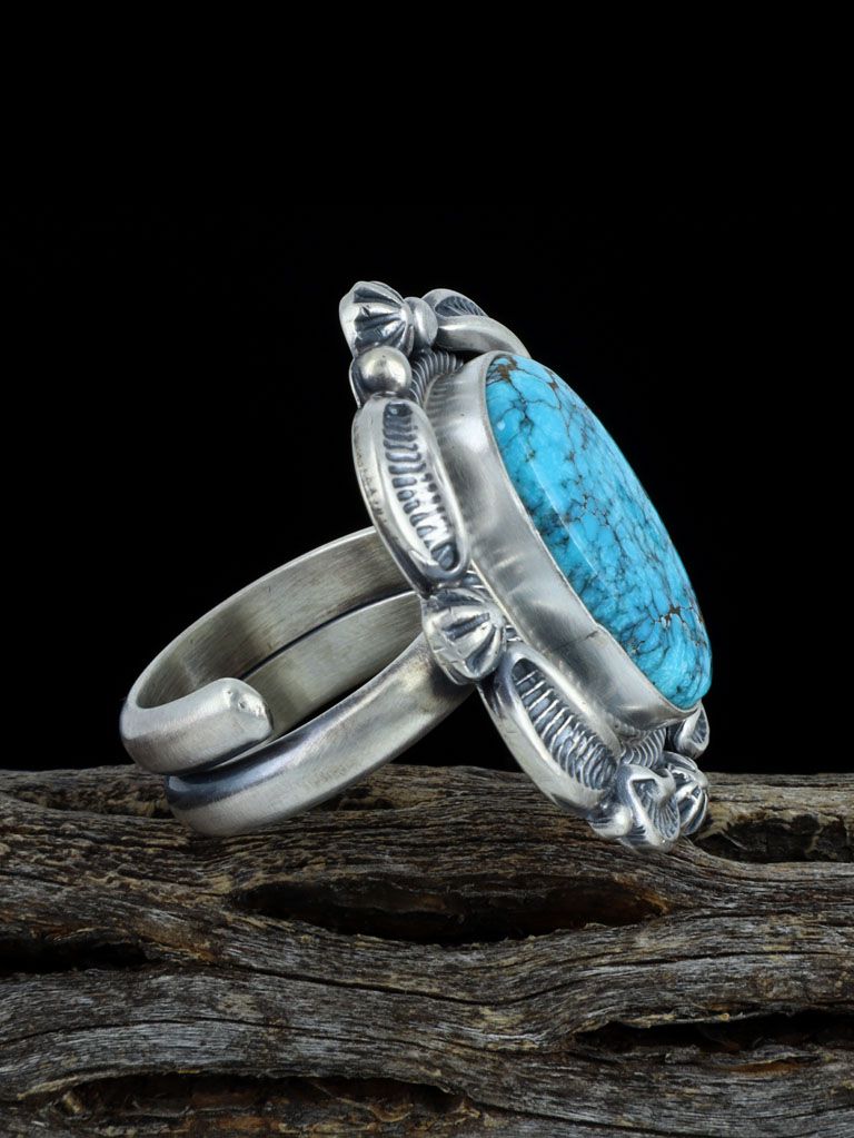 Natural Blue Moon Turquoise Ring- Adjustable, Size 8+ - PuebloDirect.com