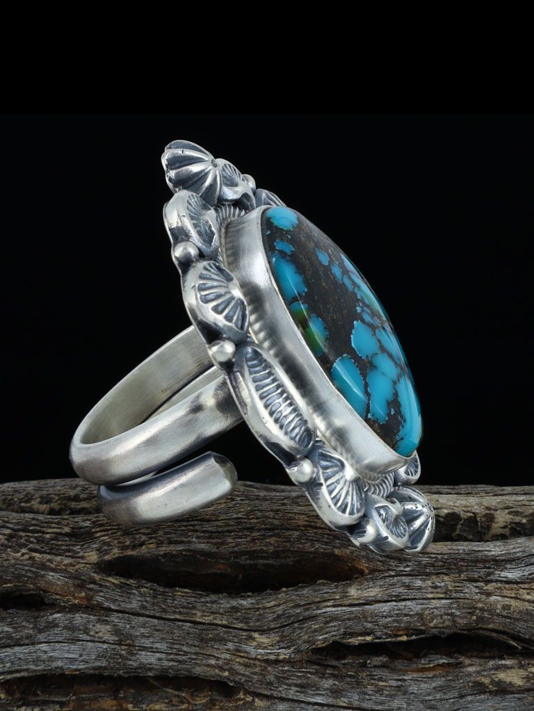 Natural Cloud Mountain Turquoise Ring- Adjustable, Size 8+ - PuebloDirect.com
