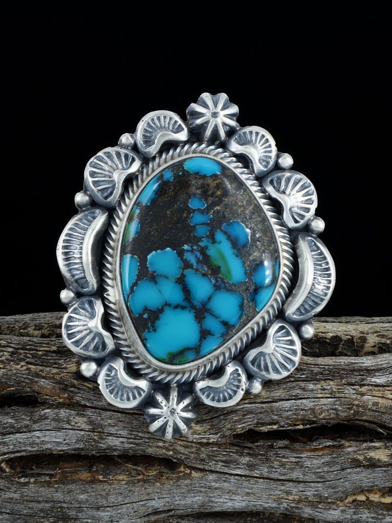 Natural Cloud Mountain Turquoise Ring- Adjustable, Size 8+ - PuebloDirect.com