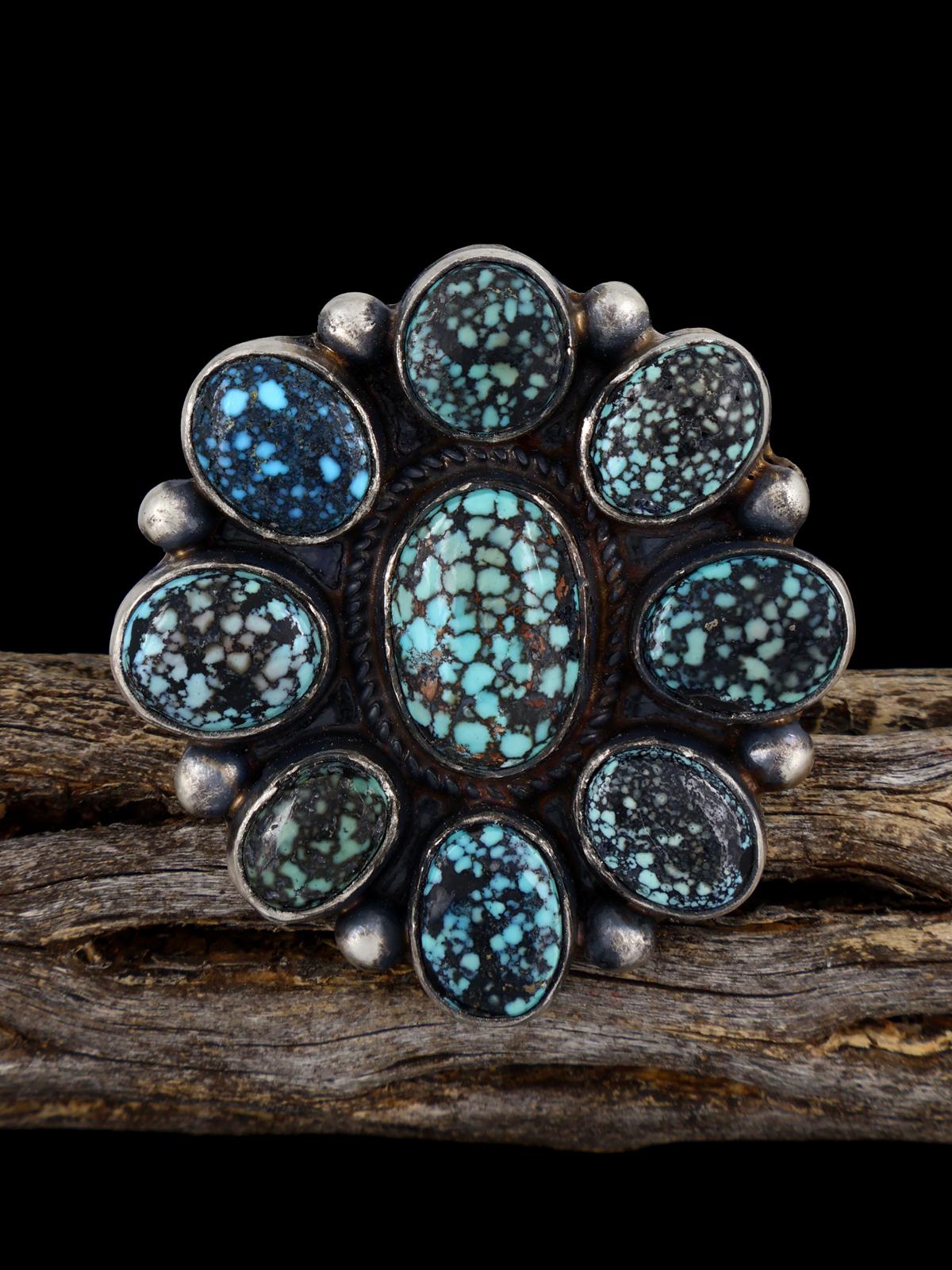 Navajo Cloud Mountain Turquoise Cluster Ring, Size 8 1/2 - PuebloDirect.com