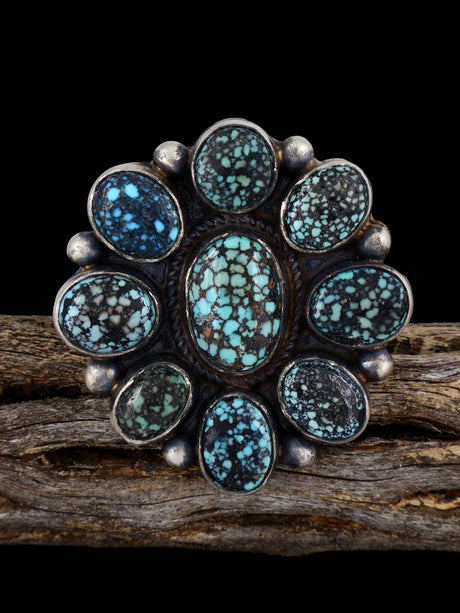 Navajo Cloud Mountain Turquoise Cluster Ring, Size 8 1/2 - PuebloDirect.com