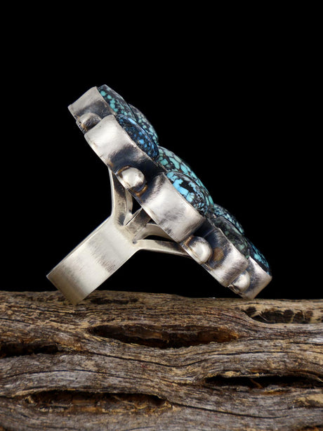 Navajo Cloud Mountain Turquoise Cluster Ring, Size 8 1/2 - PuebloDirect.com