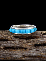 Navajo Turquoise Cobblestone Inlay Ring, Size 7 3/4 - PuebloDirect.com