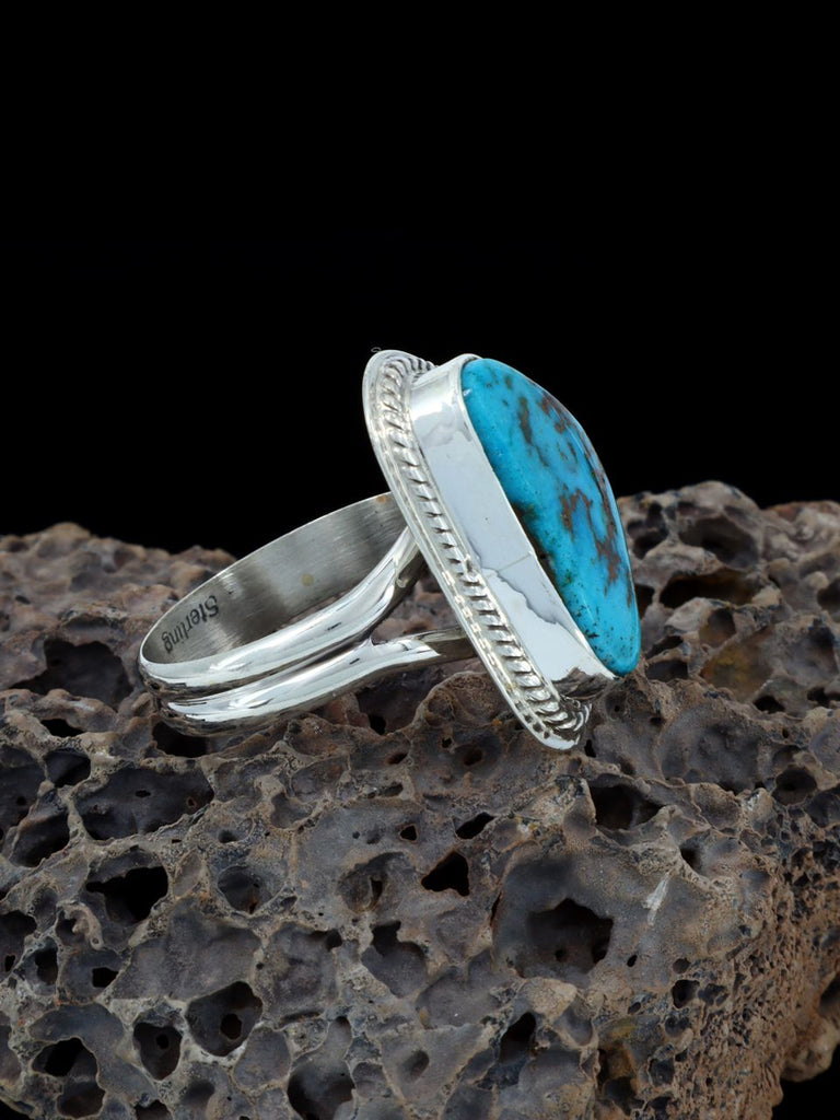 Sterling Silver Natural Tyrone Turquoise Ring, Size 8.5 - PuebloDirect.com