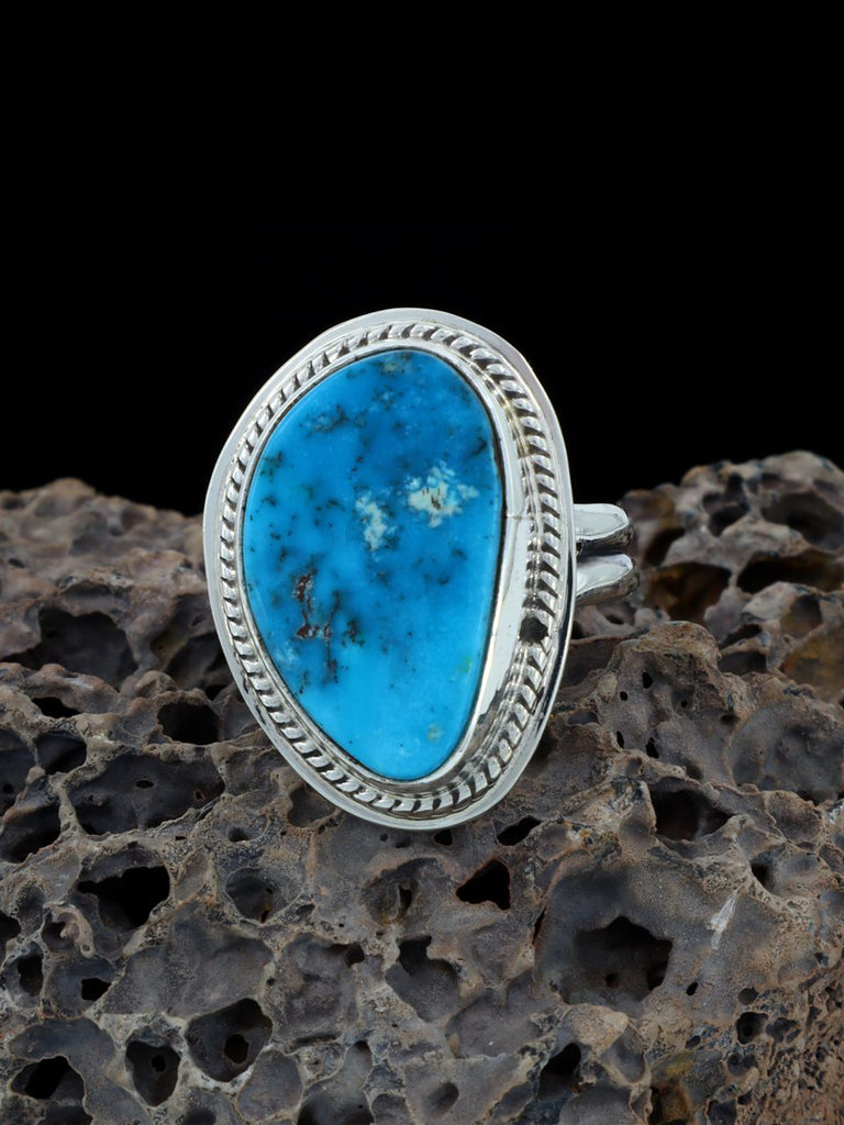Sterling Silver Natural Tyrone Turquoise Ring, Size 8 - PuebloDirect.com