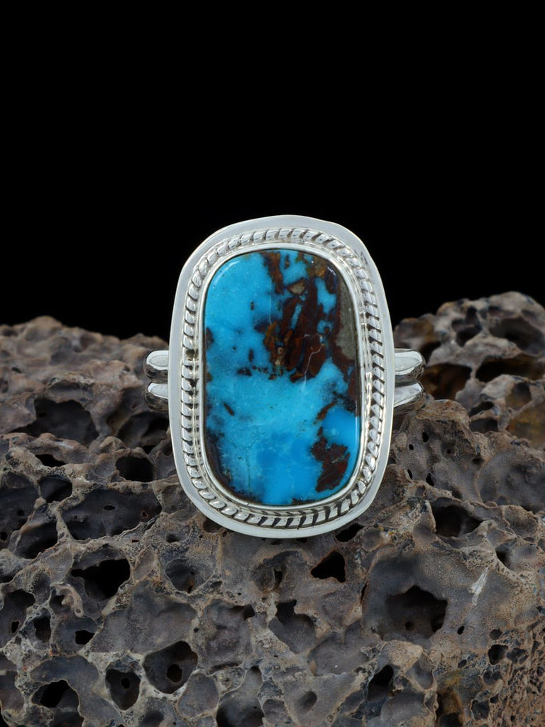 Sterling Silver Natural Tyrone Turquoise Ring, Size 9 - PuebloDirect.com