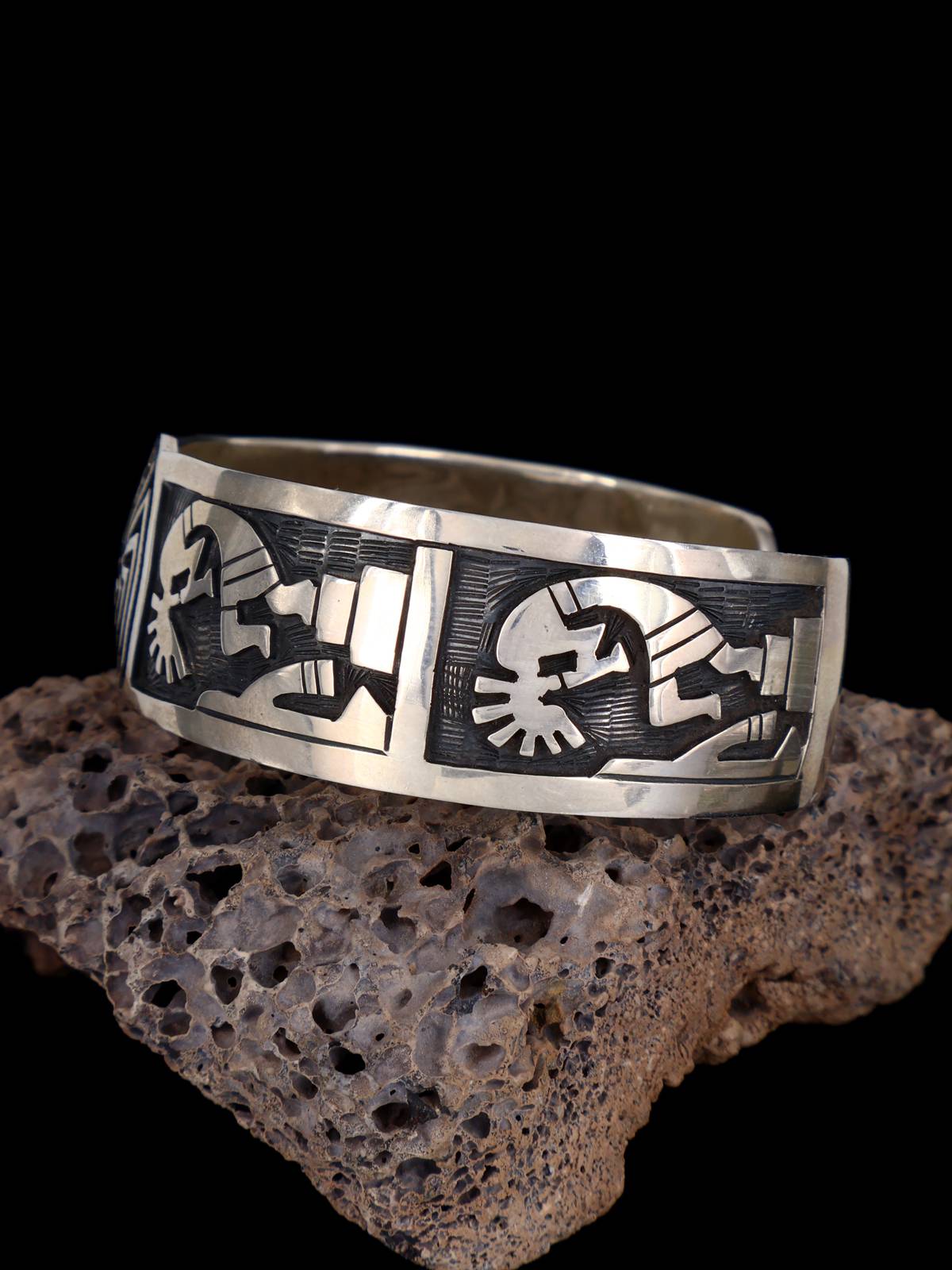 Estate Sterling Silver Hopi Overlay Bracelet - PuebloDirect.com
