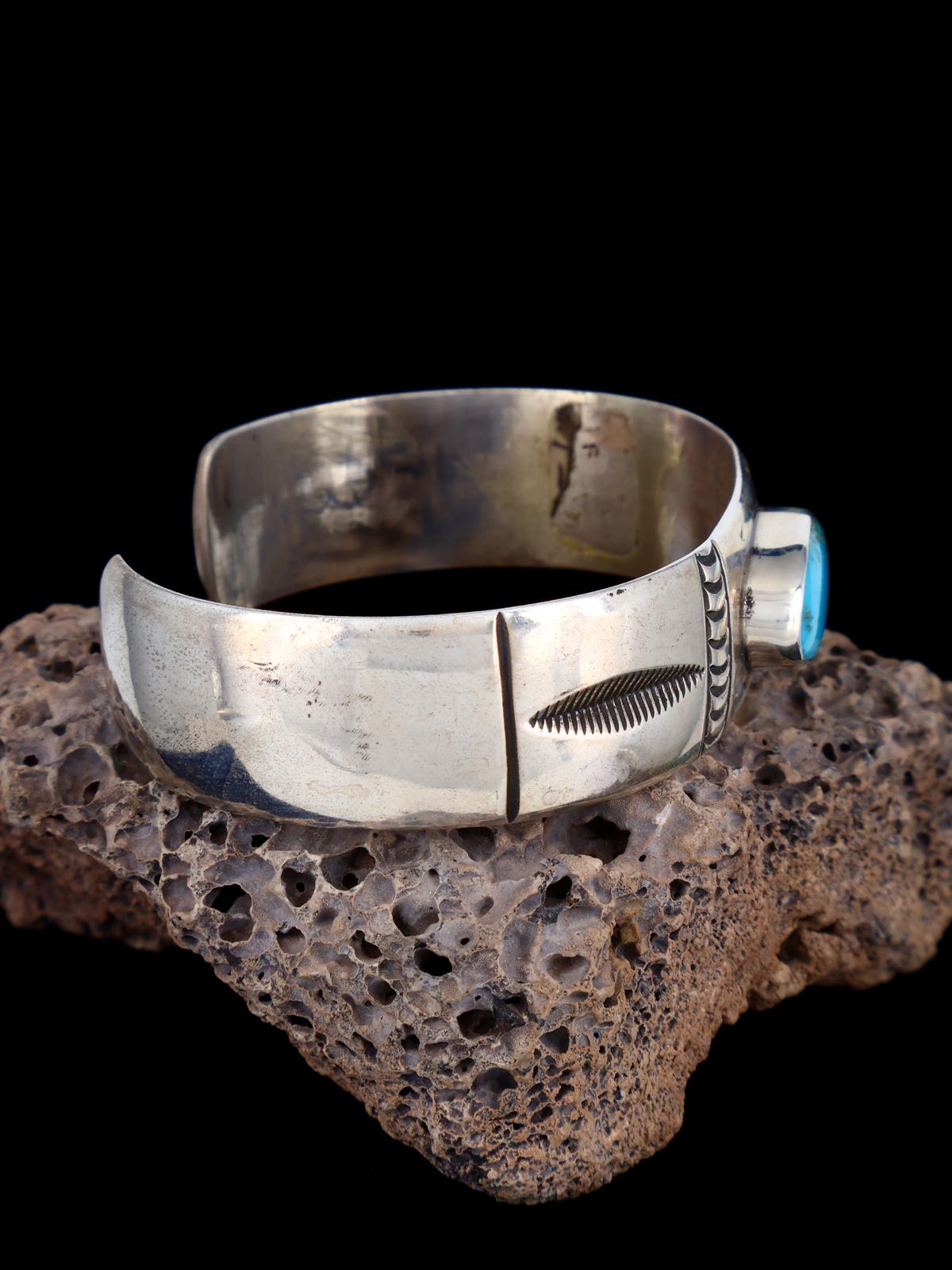 Vintage Navajo Turquoise Sterling Silver Bracelet - PuebloDirect.com