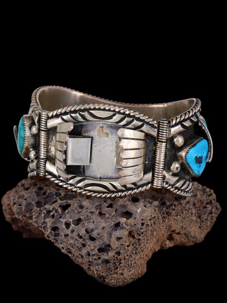 Estate Navajo Jewelry Turquoise Sterling Silver Watch - PuebloDirect.com