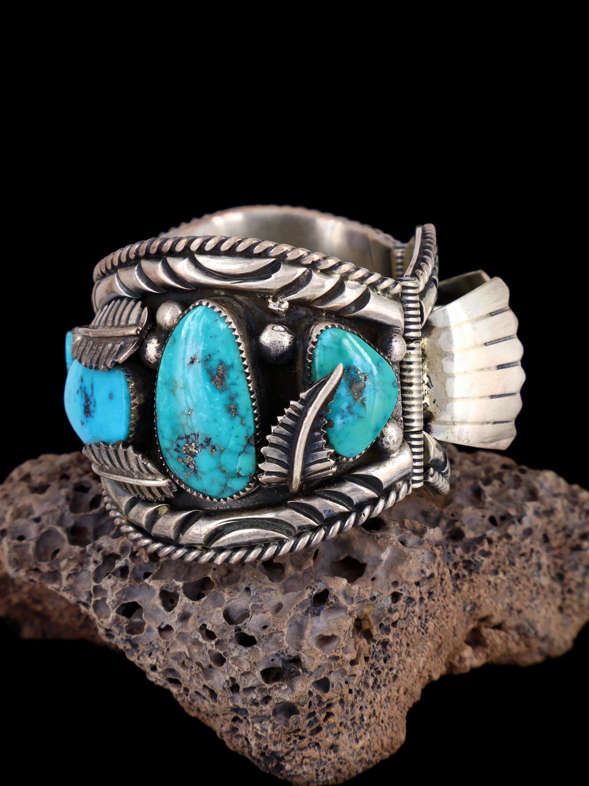 Estate Navajo Jewelry Turquoise Sterling Silver Watch - PuebloDirect.com