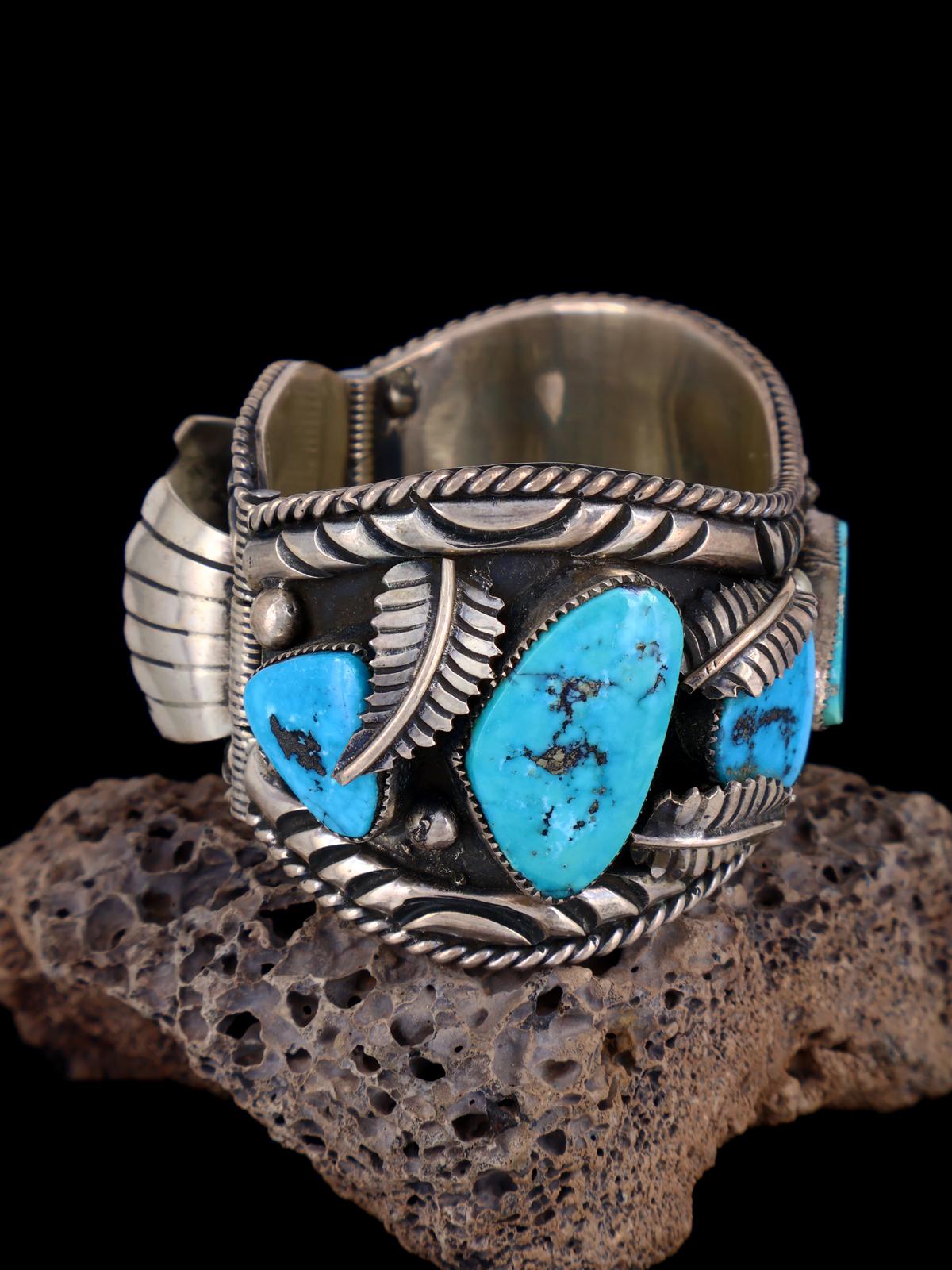 Estate Navajo Jewelry Turquoise Sterling Silver Watch - PuebloDirect.com