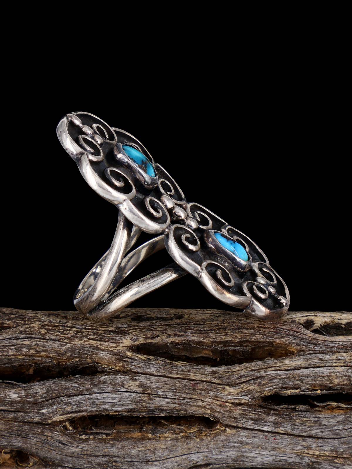 Vintage Sterling Silver Turquoise Ring, Size 6 1/2 - PuebloDirect.com