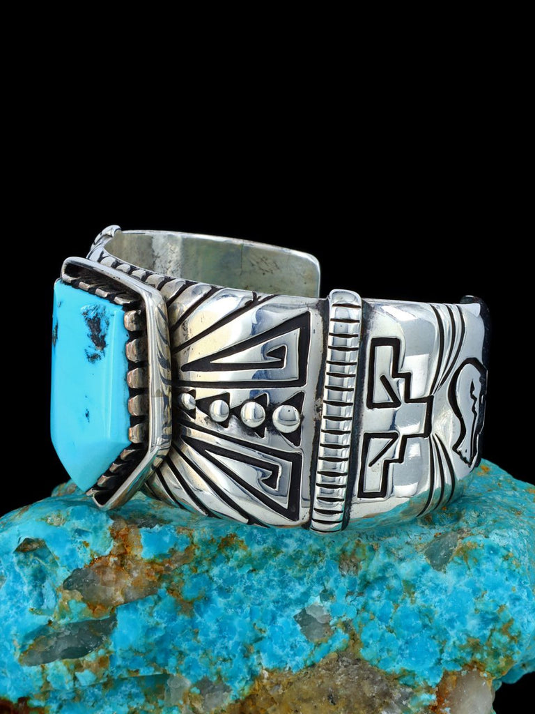 Estate Native American Sterling Silver Sleeping Beauty Turquoise Bracelet - PuebloDirect.com