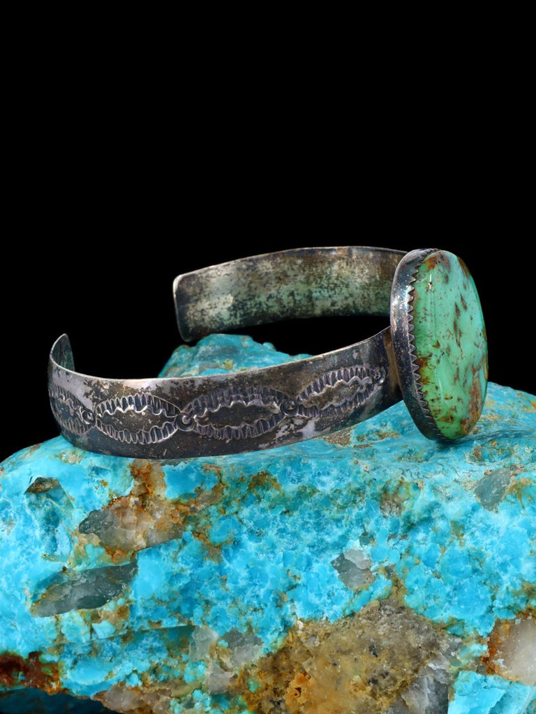 Vintage Native American Sterling Silver Turquoise Bracelet - PuebloDirect.com