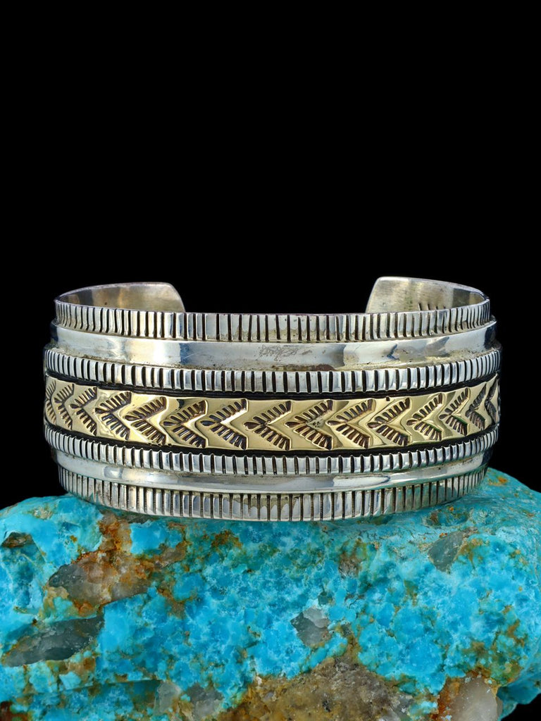 Estate Native American Gold and Sterling Silver Bracelet - PuebloDirect.com