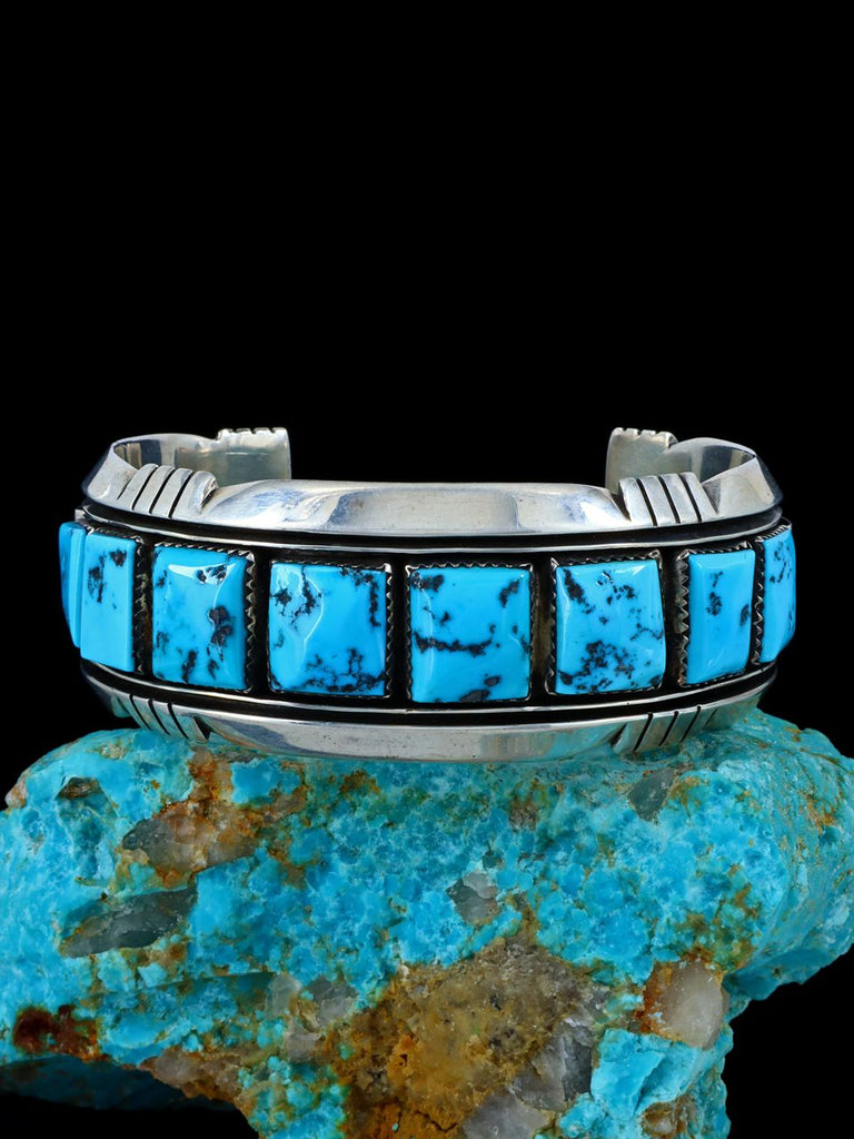 Vintage Estate Native American Sterling Silver Turquoise Bracelet - PuebloDirect.com