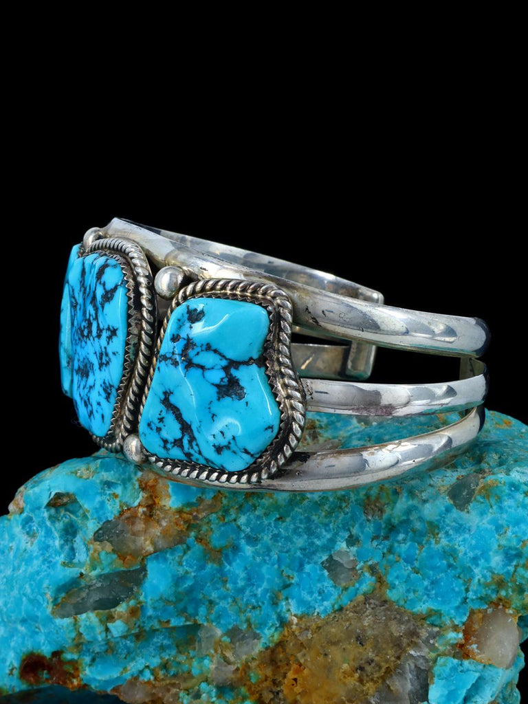 VintageEstate Native American Sterling Silver Turquoise Bracelet - PuebloDirect.com